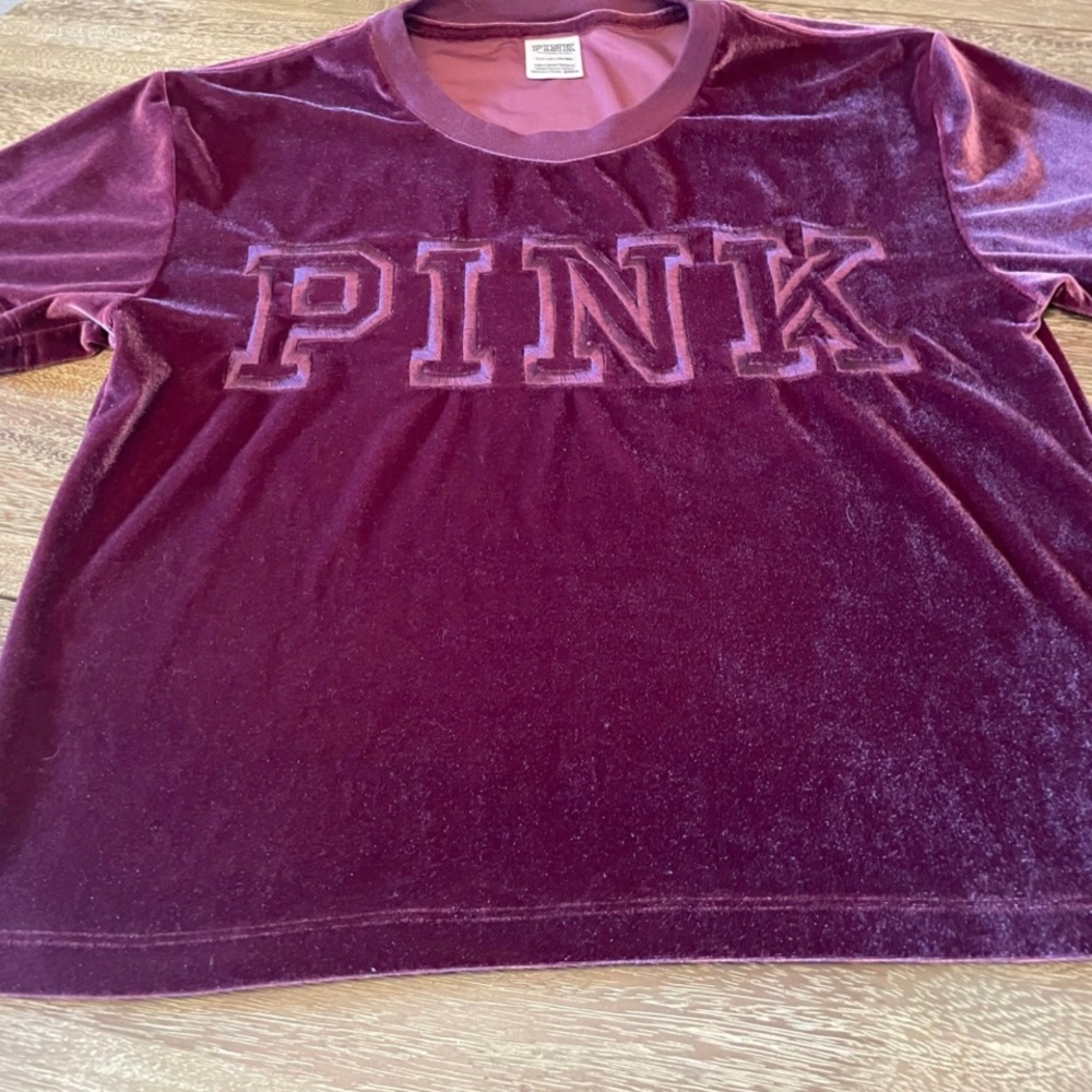 Pink Victoria Secret Velvet T Shirt Style
